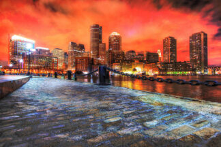 Boston Cityscape at Night 02 - stock photos and royalty-free images