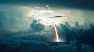 Missile Launch over the Cloudy Sky - stock photos and royalty-free images