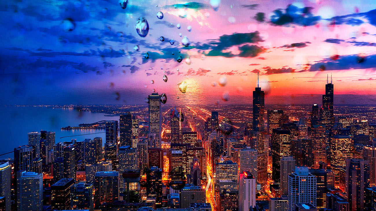 Beautiful Chicago City at Night 02 - stock photos and royalty-free images