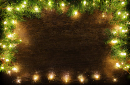 Christmas Lights Set Frame on Wood