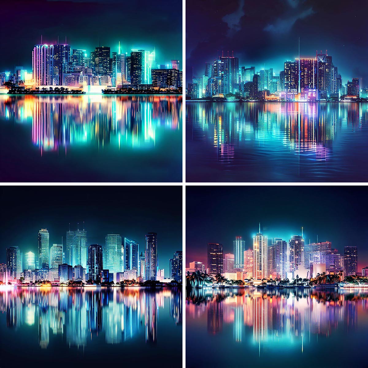 AI Miami Night Cityscape