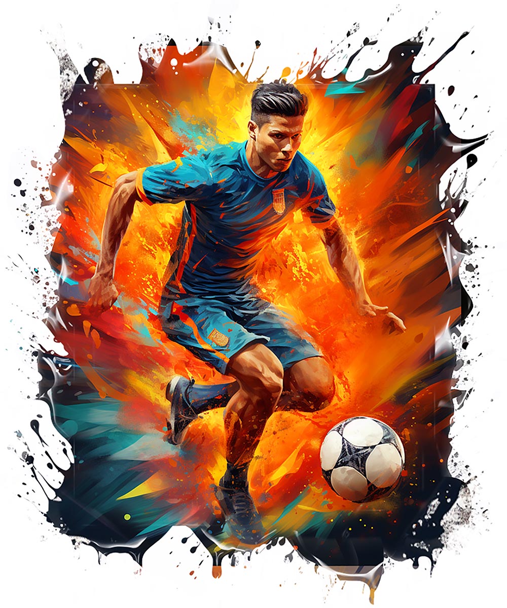 Soccer Player on Fire Art