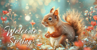 Welcome Spring - Small Red Squirrel in Nature